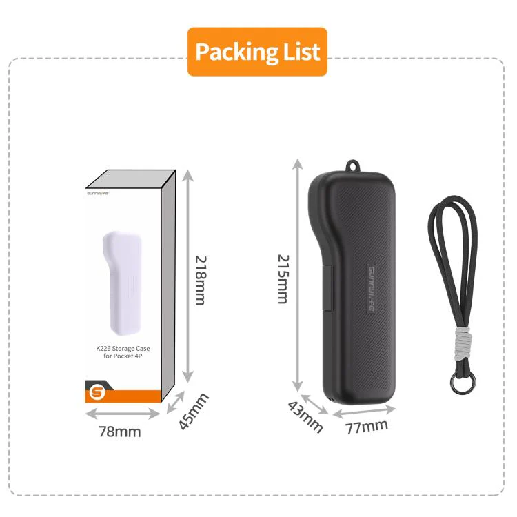 For DJI Osmo Pocket 4P Sunnylife Gimbal Camera Protector with Lanyard Shock-proof Protective Cover Storage Box(Black) - Image 13