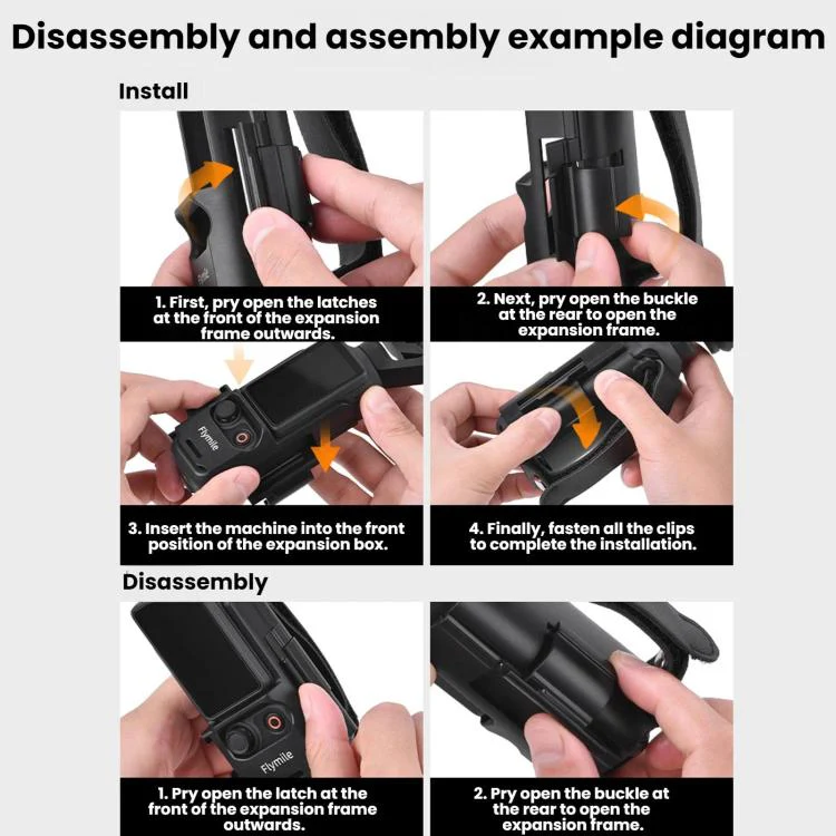 For DJI Pocket 4 / 3 Flymile Multi-Functional Handheld Extender Frame With Strap Mount(Black) - Image 8