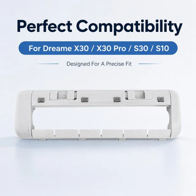For Dreame X30 / S30 / S10 Series Robot Vacuum Cleaner Replacement Parts, White Main Rubber Brush Cover - Image 3