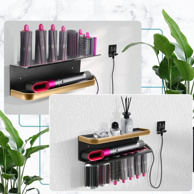 For Dyson Airwrap Wall-Mounted Shelf Storage Rack, Style: C Type Flip Up - Image 7