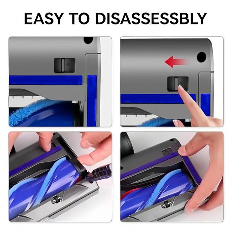 For Dyson V15/V11/V10/V8/V7 Replacement Cleaner Head Anti-Tangle V-Shaped Rolling Brush & Soft Plush Roller Set - Image 4