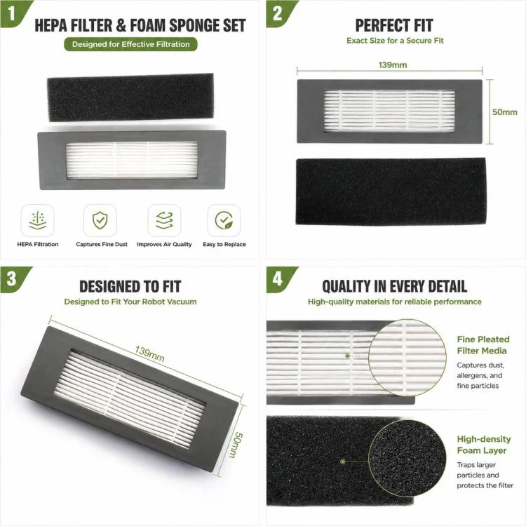 For Ecovacs DEEBOT DD35 / DD56 / DD33 / DD37 Replacement Parts, Filter+Sponge - Image 4