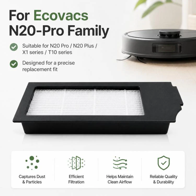 For Ecovacs DEEBOT N20 Pro / N20 Plus / N20 Replacement Parts, Black Filter - Image 7