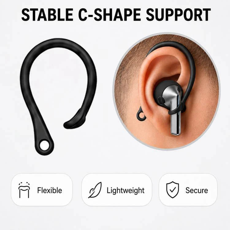 For Galaxy Buds3 Pro XDcase Silicone Sports Anti-Slip Ear Covers & Ear Hooks & Anti-Lost Strap Combo Set(Black) - Image 4