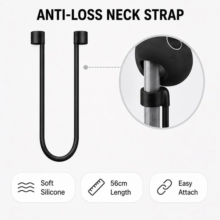 For Galaxy Buds3 Pro XDcase Silicone Sports Anti-Slip Ear Covers & Ear Hooks & Anti-Lost Strap Combo Set(Black) - Image 5