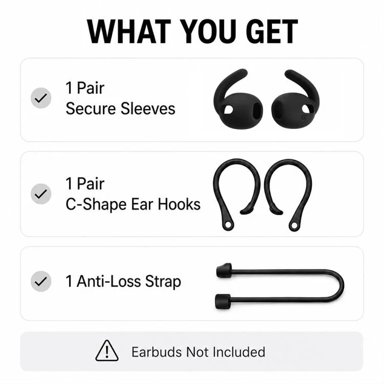 For Galaxy Buds3 Pro XDcase Silicone Sports Anti-Slip Ear Covers & Ear Hooks & Anti-Lost Strap Combo Set(Black) - Image 6