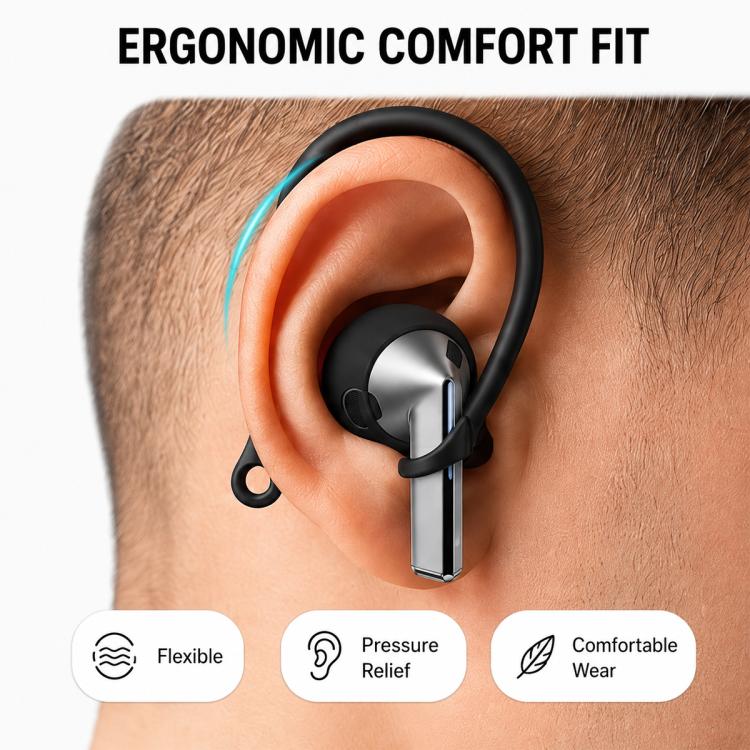 For Galaxy Buds3 Pro XDcase Silicone Sports Anti-Slip Ear Covers & Ear Hooks & Anti-Lost Strap Combo Set(Black) - Image 7