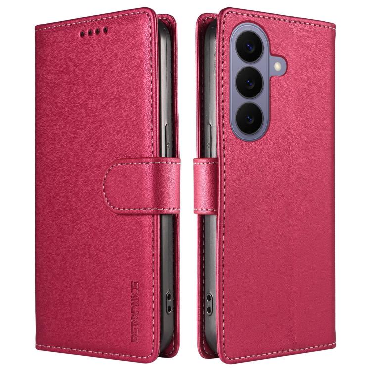 For Galaxy S26+ 5G BETOPNICE Pearlescent RFID Vegan Leather Phone Case with Strap(Red) - Image 2
