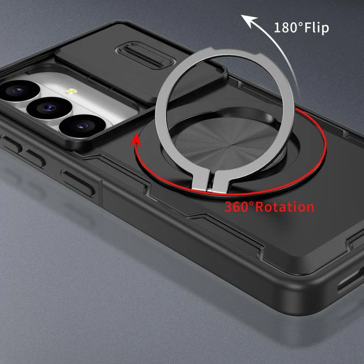 For Galaxy S26 5G Camshield Rotation Holder MagSafe Phone Case(Black) - Image 3