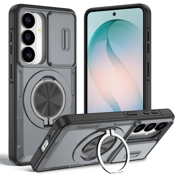 For Galaxy S26 5G Camshield Rotation Holder MagSafe Phone Case(Grey)