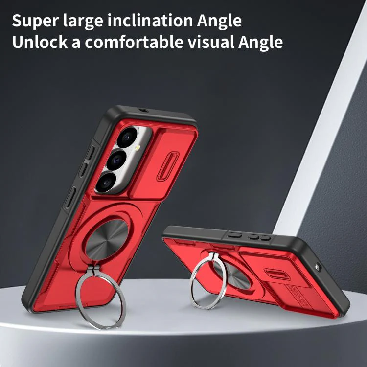 For Galaxy S26 5G Camshield Rotation Holder MagSafe Phone Case(Red) - Image 4