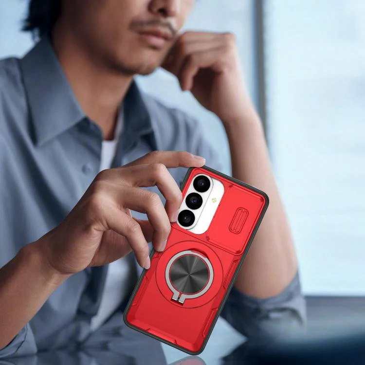 For Galaxy S26 5G Camshield Rotation Holder MagSafe Phone Case(Red) - Image 7