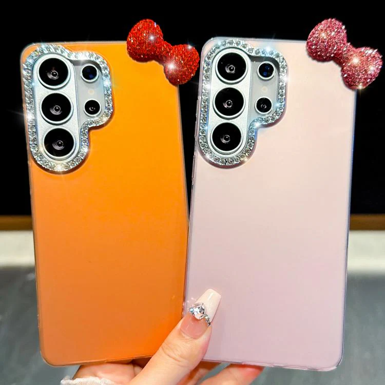 For Galaxy S26+ 5G Cute Bowknot Dopamine Color Skin-Friendly IMD Phone Case with Beaded Wrist Strap(Orange) - Image 3