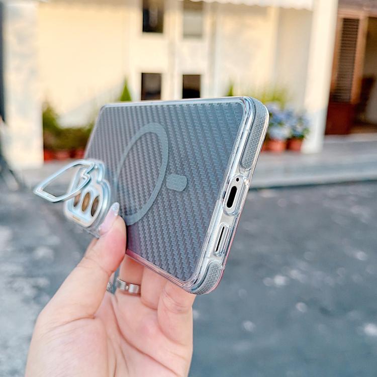 For Galaxy S26+ 5G Dual-Color Carbon Fiber Texture Lens Kickstand Magnetic Phone Case(Gray) - Image 5