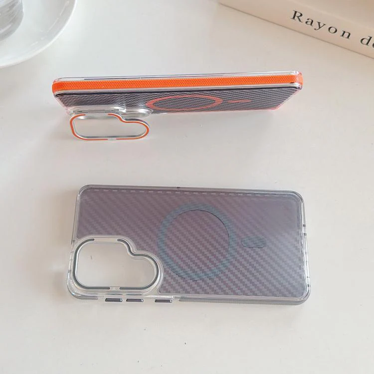 For Galaxy S26+ 5G Dual-Color Carbon Fiber Texture Lens Kickstand Magnetic Phone Case(Gray) - Image 7