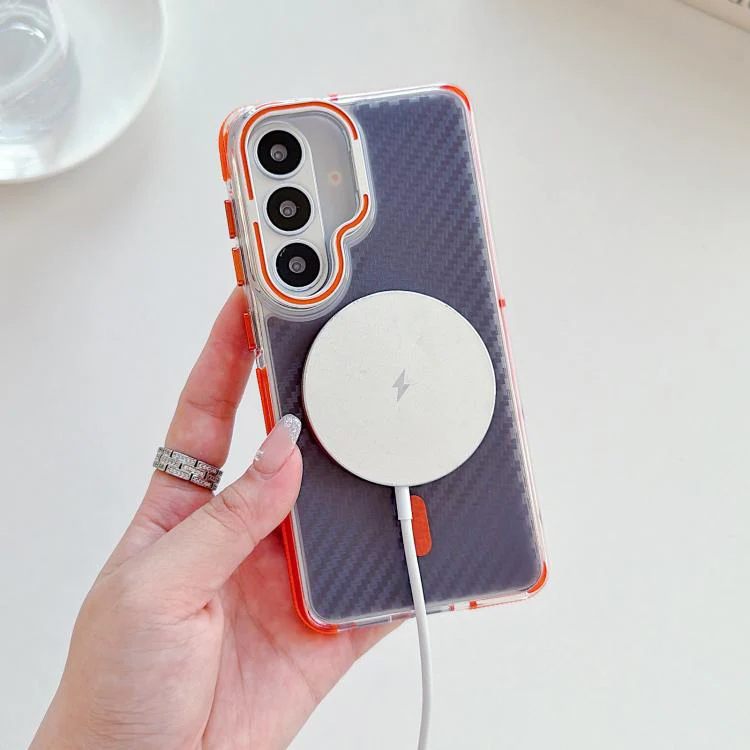 For Galaxy S26 5G Dual-Color Carbon Fiber Texture Lens Kickstand Magnetic Phone Case(Gray) - Image 5