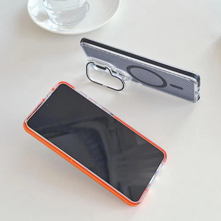 For Galaxy S26 5G Dual-Color Carbon Fiber Texture Lens Kickstand Magnetic Phone Case(Gray) - Image 6