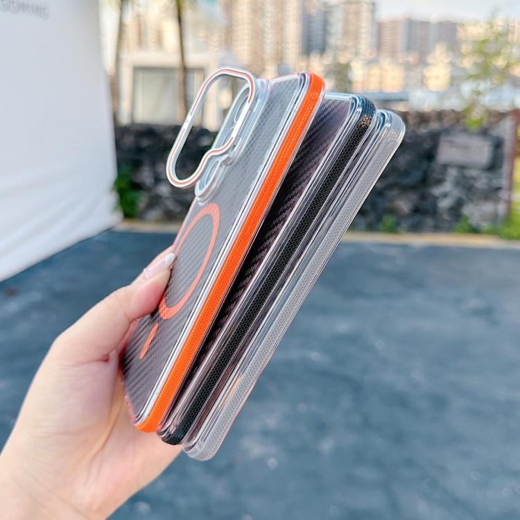 For Galaxy S26 5G Dual-Color Carbon Fiber Texture Lens Kickstand Magnetic Phone Case(Orange) - Image 3