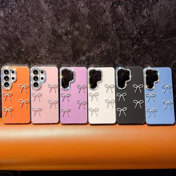 For Galaxy S26+ 5G Electroplated Bowknot Dopamine Color Skin-Friendly IMD Phone Case with Beaded Wrist Strap(Black) - Image 2