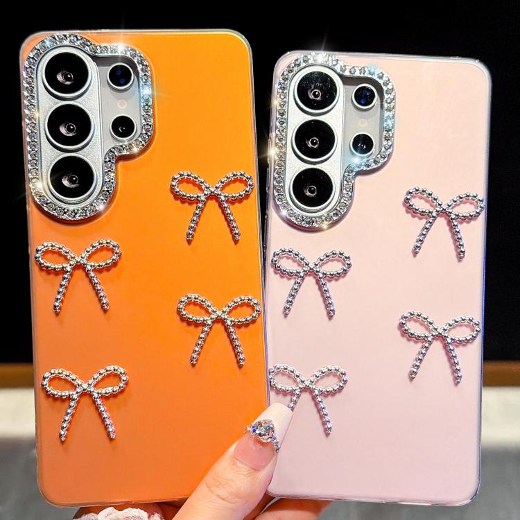 For Galaxy S26+ 5G Electroplated Bowknot Dopamine Color Skin-Friendly IMD Phone Case with Beaded Wrist Strap(White) - Image 3