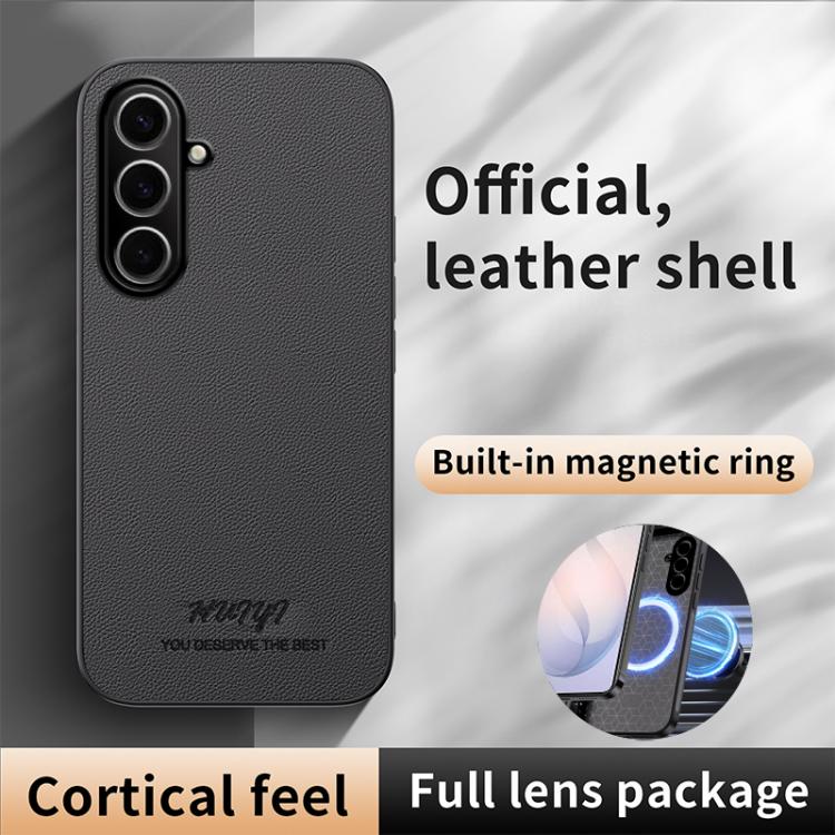 For Galaxy S26 5G HUIYI Leather Magnetic Phone Case(Brown) - Image 2