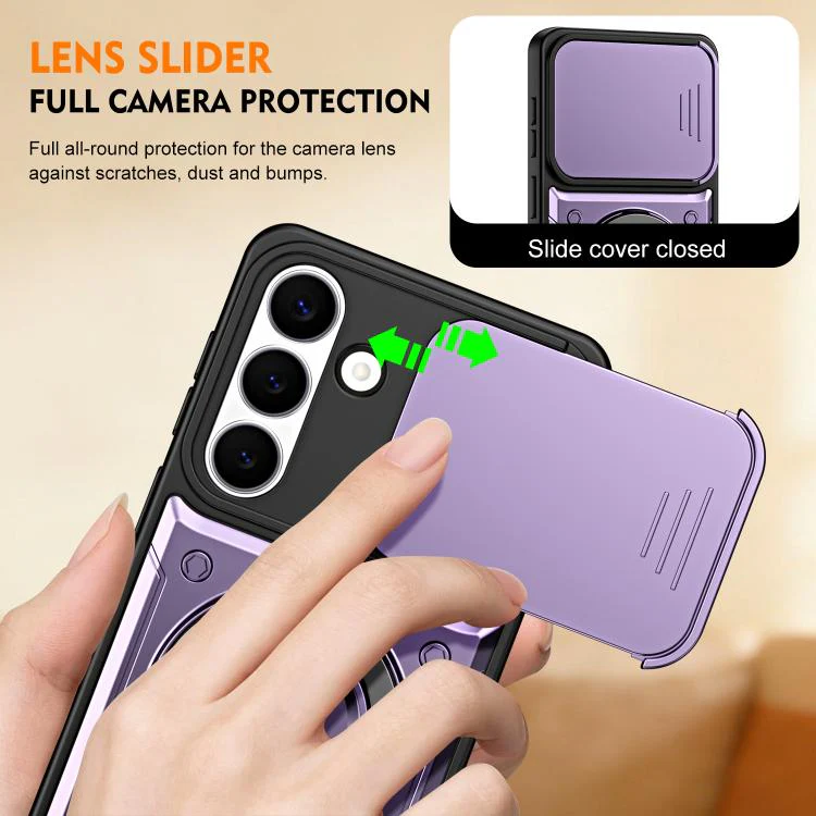 For Galaxy S26 5G Ring Holder Lens Slide Cover Phone Case(Orange) - Image 5