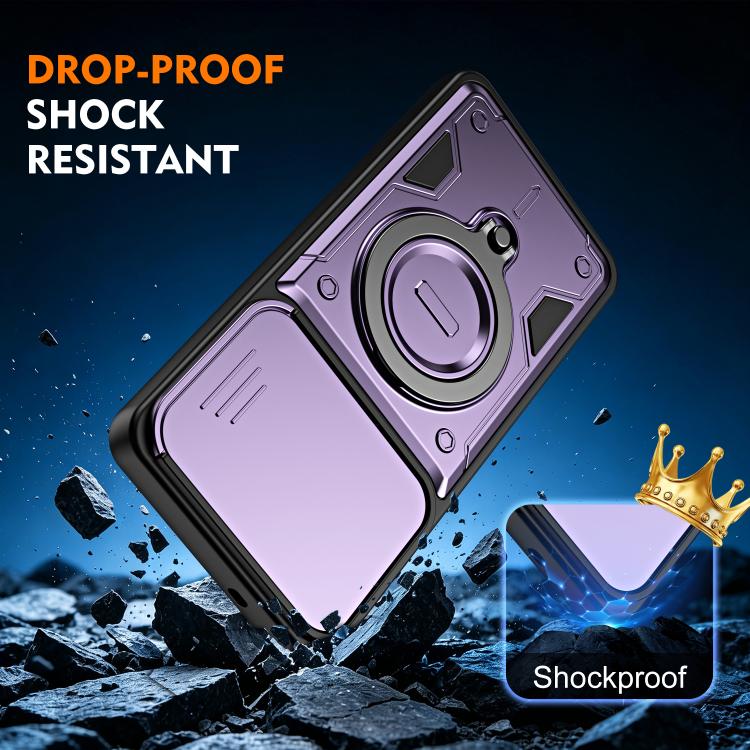For Galaxy S26 5G Ring Holder Lens Slide Cover Phone Case(Purple) - Image 9