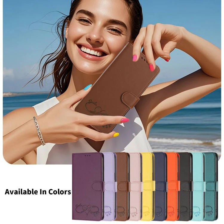 For Galaxy S26 Edge 5G Happy Heart Pattern Magnetic Closure Vegan Leather Phone Case with Wrist Strap(Brown) - Image 12