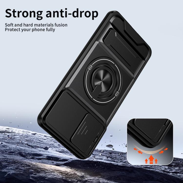 For Galaxy S26 Edge 5G Lens Sliding Window Multifunctional Magnetic Shockproof Phone Case(Black) - Image 4