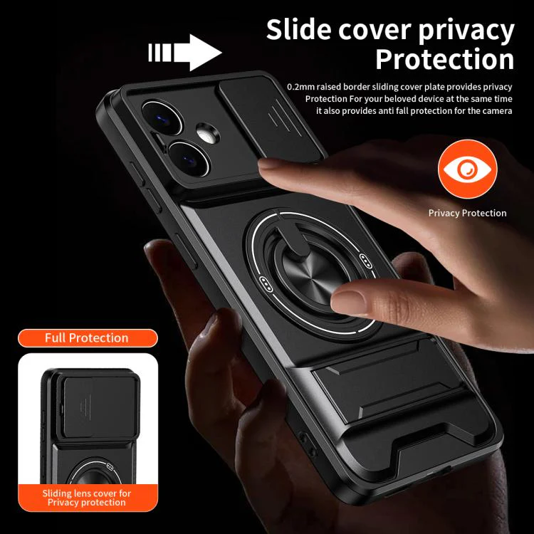 For Galaxy S26 Edge 5G Lens Sliding Window Multifunctional Magnetic Shockproof Phone Case(Black) - Image 7