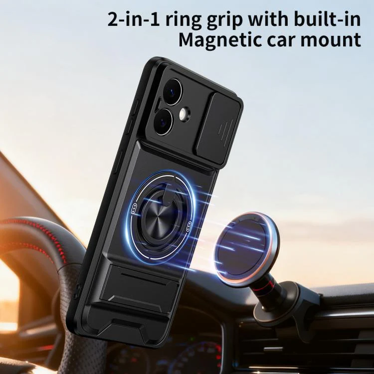 For Galaxy S26 Edge 5G Lens Sliding Window Multifunctional Magnetic Shockproof Phone Case(Orange) - Image 8