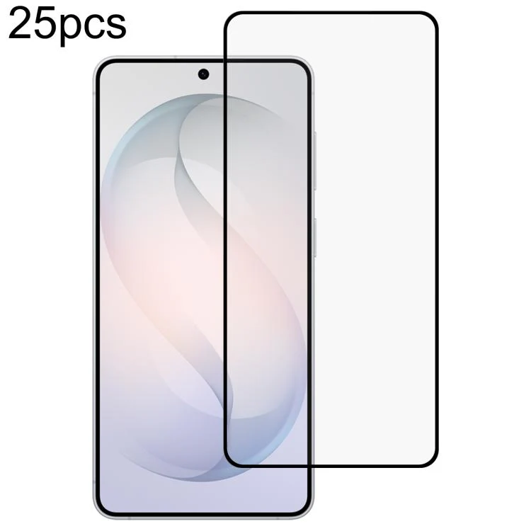 For Galaxy S26 FE 5G 25pcs High Aluminum Full Screen Silk Printing Tempered Glass Film, Support Fingerprint Unlocking