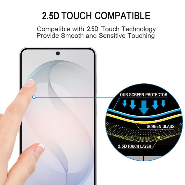 For Galaxy S26 FE 5G 25pcs High Aluminum Full Screen Silk Printing Tempered Glass Film, Support Fingerprint Unlocking - Image 5