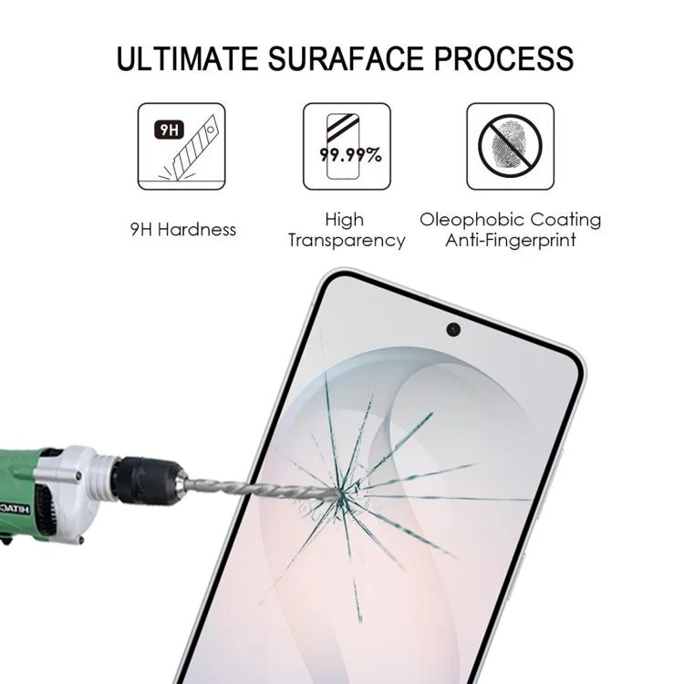 For Galaxy S26 FE 5G 25pcs High Aluminum Full Screen Silk Printing Tempered Glass Film, Support Fingerprint Unlocking - Image 6