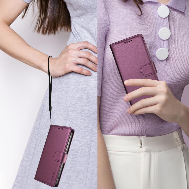 For Galaxy S26 FE 5G BETOPNICE Pearlescent RFID Vegan Leather Phone Case with Strap(Purple) - Image 8
