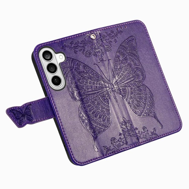 For Galaxy S26 FE 5G Butterfly Love Flower Embossed Leather Phone Case(Dark Purple) - Image 3