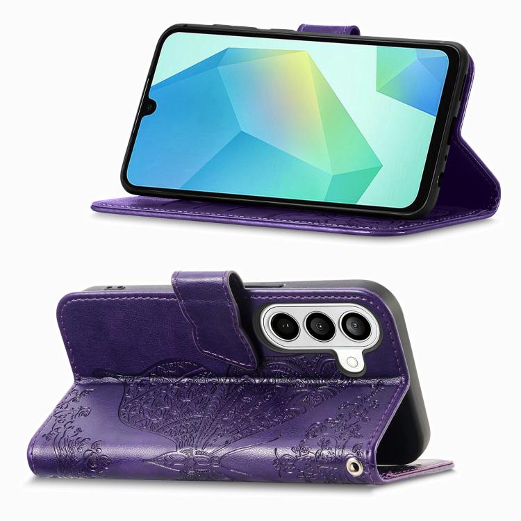 For Galaxy S26 FE 5G Butterfly Love Flower Embossed Leather Phone Case(Dark Purple) - Image 5