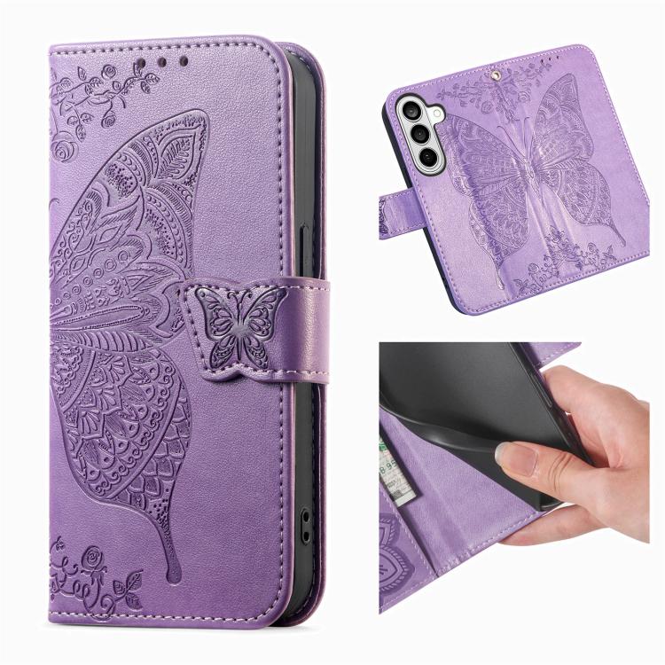 For Galaxy S26 FE 5G Butterfly Love Flower Embossed Leather Phone Case(Light Purple) - Image 2
