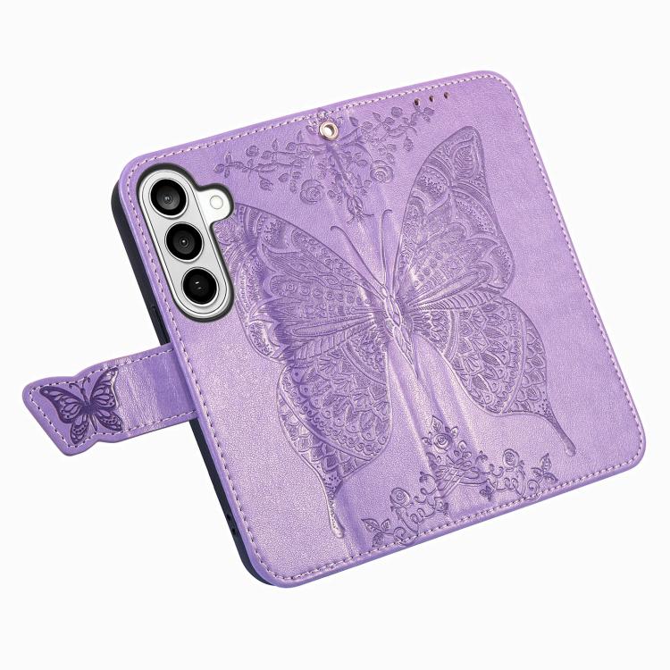 For Galaxy S26 FE 5G Butterfly Love Flower Embossed Leather Phone Case(Light Purple) - Image 3