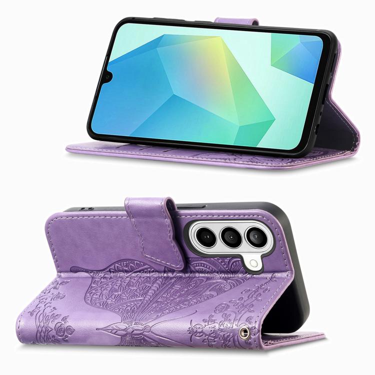 For Galaxy S26 FE 5G Butterfly Love Flower Embossed Leather Phone Case(Light Purple) - Image 5