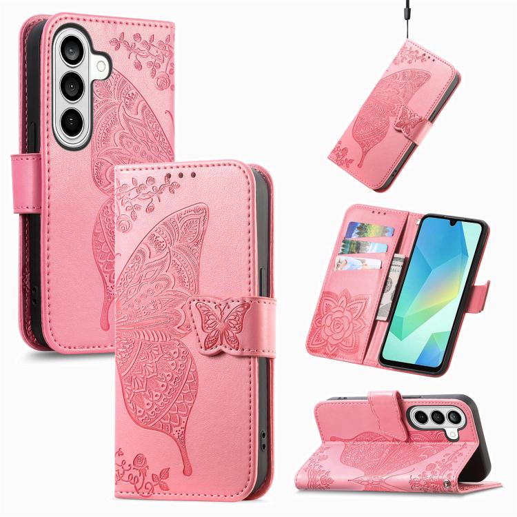 For Galaxy S26 FE 5G Butterfly Love Flower Embossed Leather Phone Case(Pink)