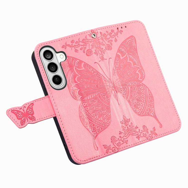 For Galaxy S26 FE 5G Butterfly Love Flower Embossed Leather Phone Case(Pink) - Image 3