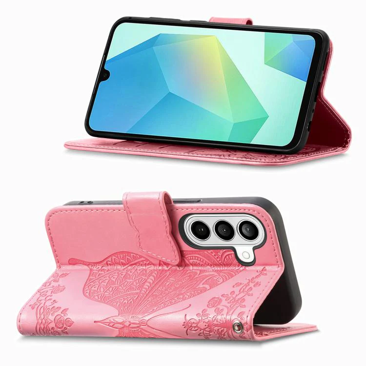 For Galaxy S26 FE 5G Butterfly Love Flower Embossed Leather Phone Case(Pink) - Image 5