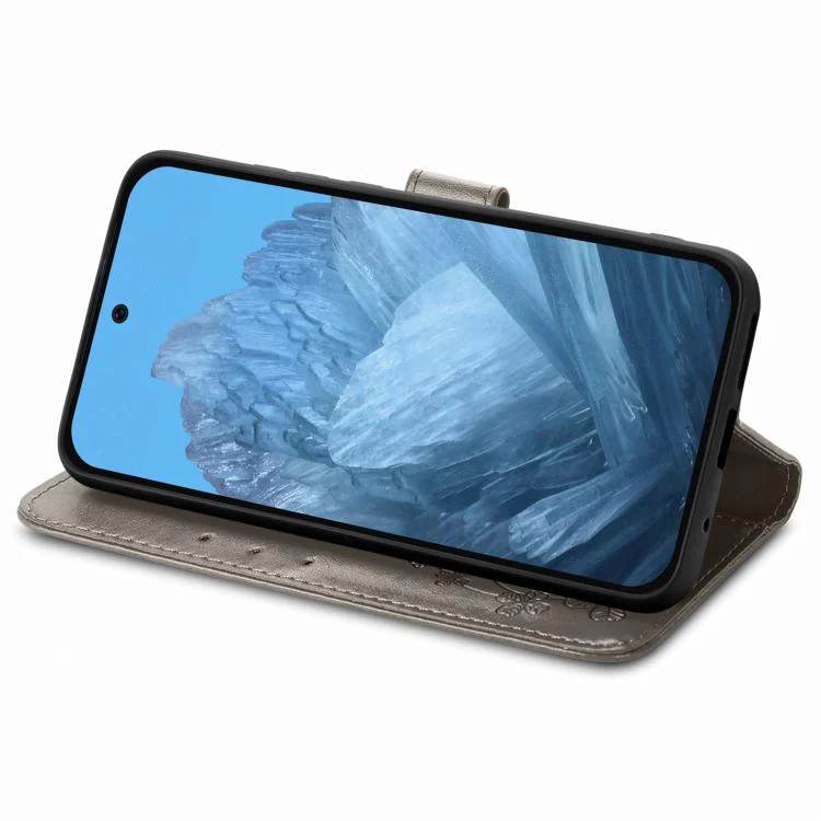 For Galaxy S26 FE 5G Four-leaf Clasp Embossed Buckle Leather Phone Case(Gray) - Image 4