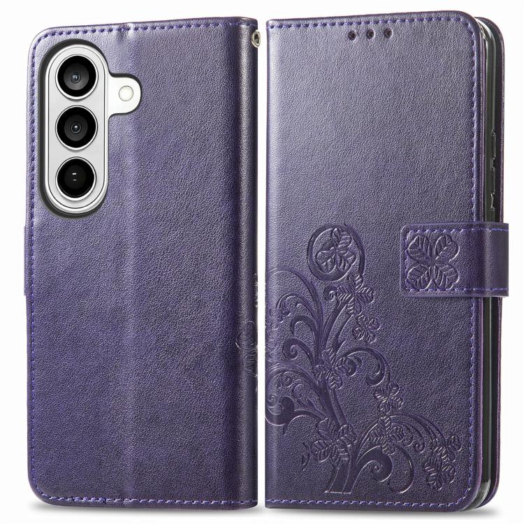 For Galaxy S26 FE 5G Four-leaf Clasp Embossed Buckle Leather Phone Case(Purple) - Image 2