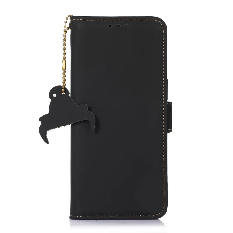 For Galaxy S26 FE 5G Genuine Leather Magnetic RFID Leather Phone Case(Black) - Image 2