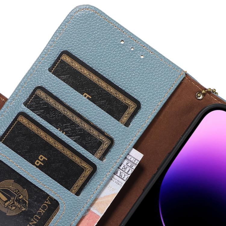 For Galaxy S26 FE 5G Genuine Leather Mino Magnetic RFID Leather Phone Case(Ice Blue) - Image 6