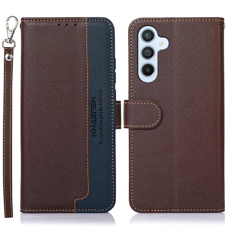 For Galaxy S26 FE 5G KHAZNEH Litchi Texture Leather RFID Phone Case(Brown)