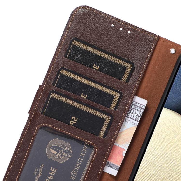 For Galaxy S26 FE 5G KHAZNEH Litchi Texture Leather RFID Phone Case(Brown) - Image 6