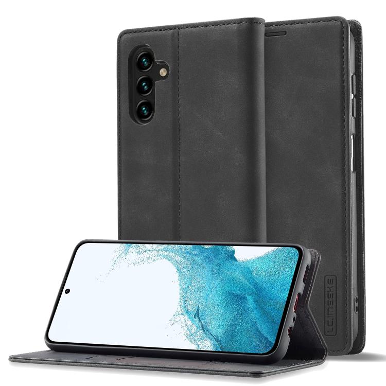 For Galaxy S26 FE 5G LC.IMEEKE Strong Magnetism Microfiber Leather Phone Case(Black)